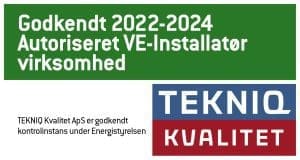 Ikon af godkendt Tekniq kvalitet 2022 til 2024 autoriseret VE-installatør